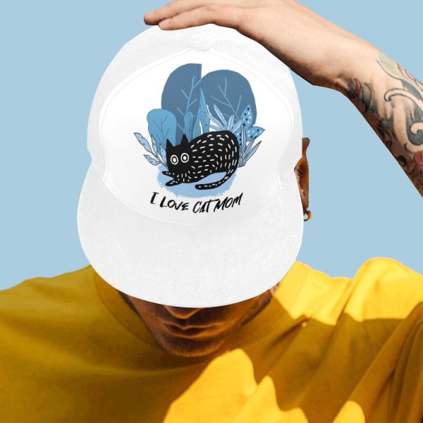 I Love Cat Mom  - Snapback Hat G(Front Panel Customization)