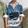 I Love Cat Mom - Peach Velvet Casual One Pocket Long Sleeve Shirt