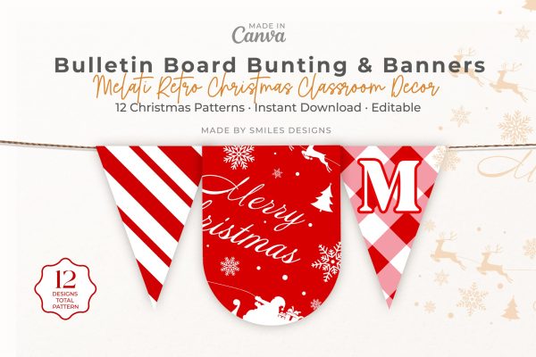 Bulletin Board Bunting & Banner_Melati Retro Christmas Classroom Decor 1