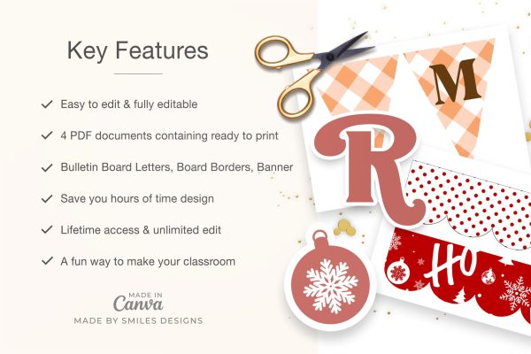 Bulletin Board Kit Melati Retro Christmas Classroom Decor2