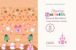 Winter Wonderland Classroom Bulletin Board Borders Classroom Decor - Holiday Themes V3