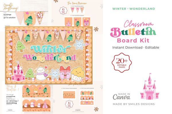 Winter Wonderland Classroom Bulletin Board Kit - Holiday Themes V3-1