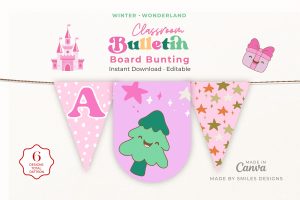 Winter Wonderland Classroom Bulletin Board Bunting & Banners - Holiday Themes V2