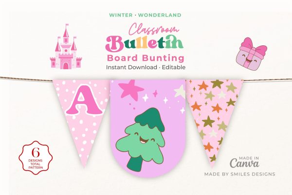 single product page design_Winter Wonderland Classroom Bulletin Board Bunting & Banners - Holiday Themes_v2-1