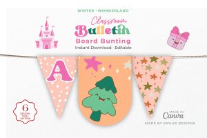 Winter Wonderland Classroom Bulletin Board Bunting & Banners - Holiday Themes V3