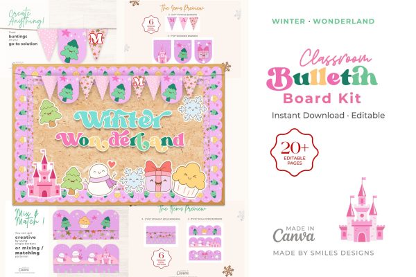 single product page design_Winter Wonderland Classroom Bulletin Board Kit - Holiday Themes V2+1