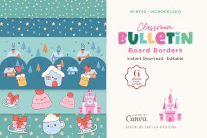 Winter Wonderland Classroom Bulletin Board Borders Classroom Decor - Holiday Themes V4