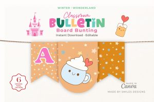 Winter Wonderland Classroom Bulletin Board Bunting & Banners - Holiday Themes V5