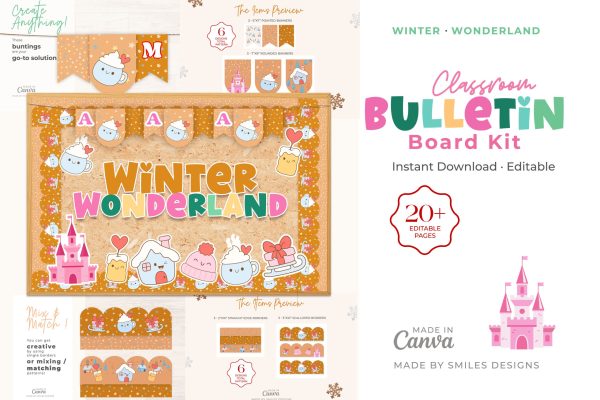 single product page design_Winter Wonderland Classroom Bulletin Board Kit - Holiday Themes V5-1