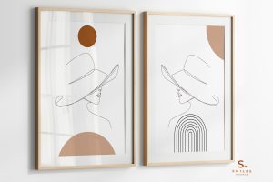 Minimal Line Art Woman Printable | Neutral Wall Art Poster | Modern Living Room Decor | Digital Download, Neutral Smiles Home Series Vol.1