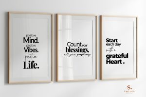 Home Wall Art Set of 3 Gratitude & Positivity | Affirmations Wall Art | Neutral Wall Art | Daily Affirmation Printable | Minimalist poster | Home decor printable wall art | Digital download, Neutral Smiles Home Series Vol.1